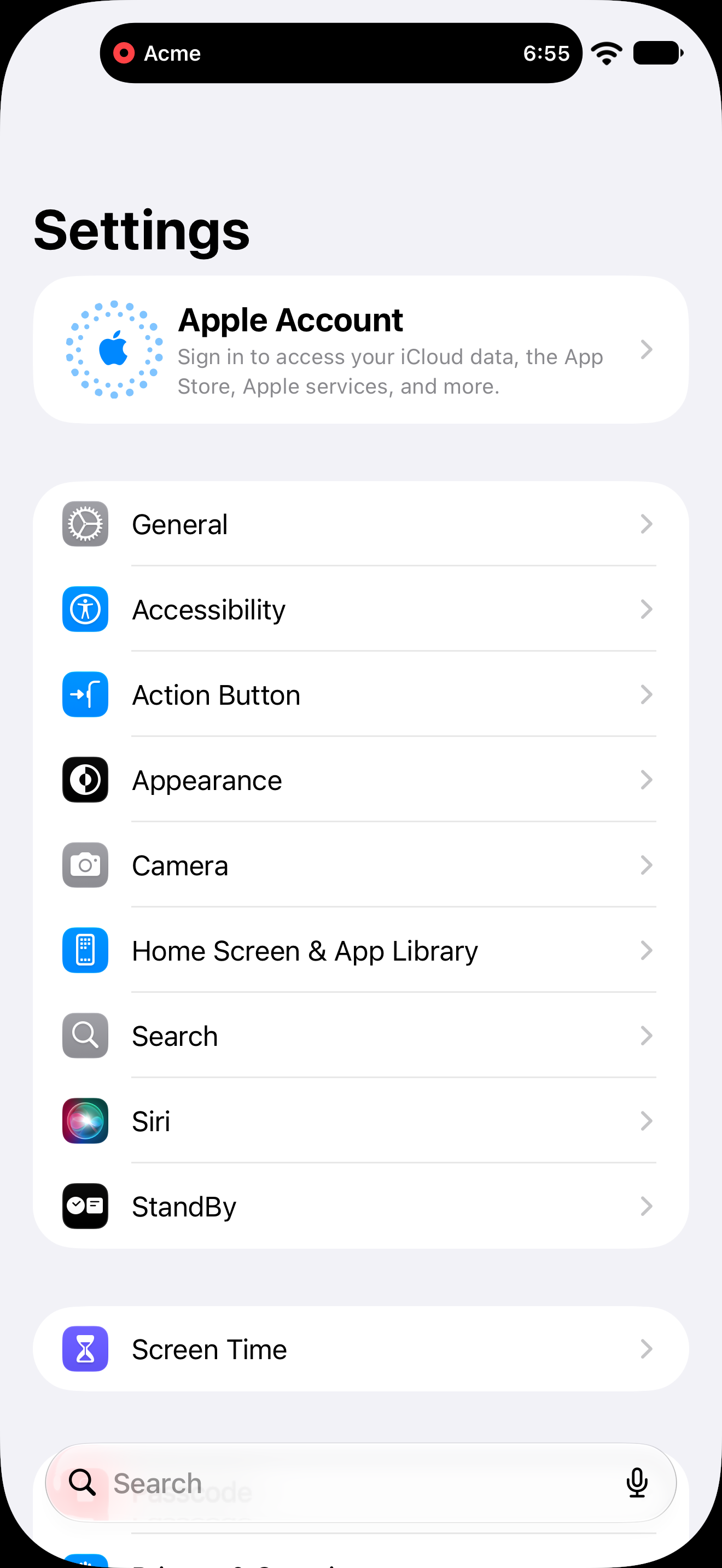 Full iPhone screen with the Billable Recall timer visible in Dynamic Island