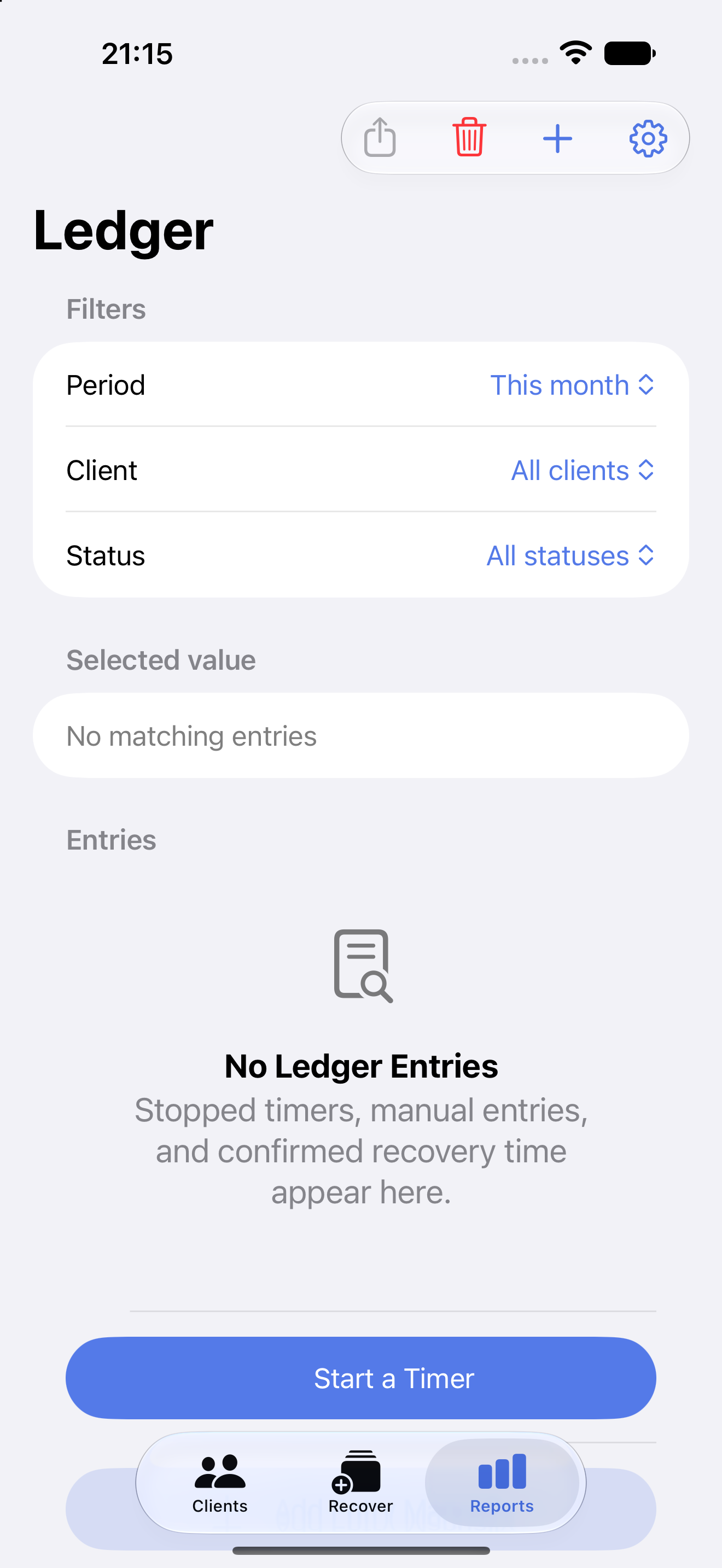 Billable Recall reports on iPhone
