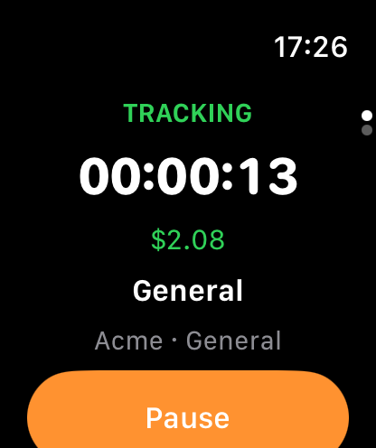 Active timer on Apple Watch